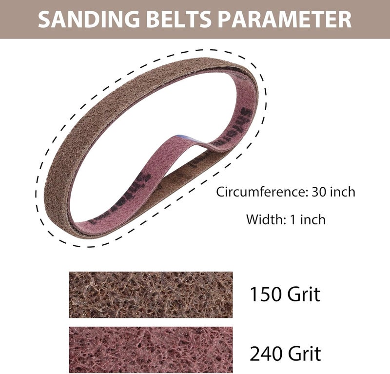 SHUTTLE GENIUS 1 x 30 Inch Sanding Belts, Nylon Non-Woven Surface Conditioning Sanding Belt 150/240 Grit, 1x30 Sander Belt for Metal Polishing, 2 Pack - Image 2